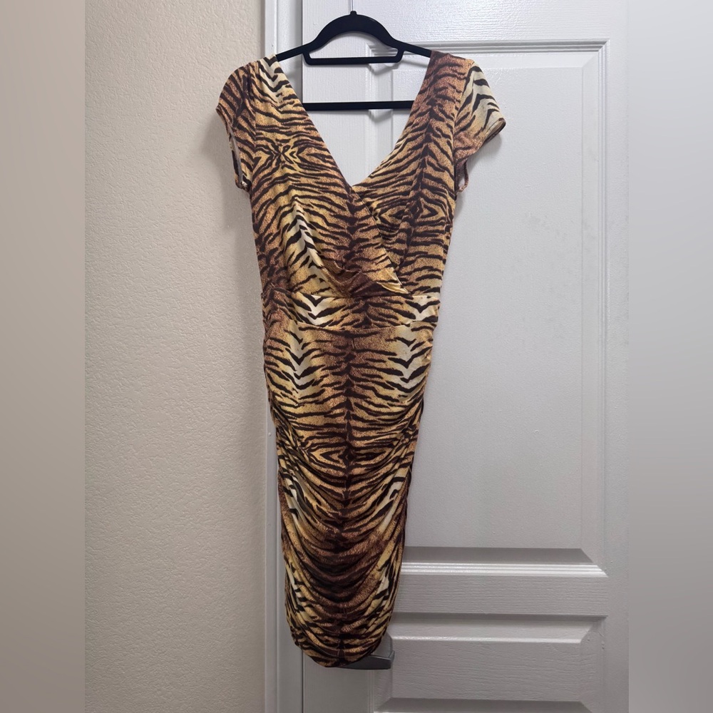 Mango Animal Print Midi Dress